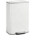 Mülleimer Küche 50 Liter Treteimer mit Bleib-Offen-Funktion, Soft-Close-Deckel, Pedal, Cremeweiß
