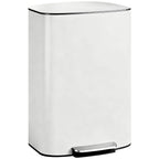 Mülleimer Küche 50 Liter Treteimer mit Bleib-Offen-Funktion, Soft-Close-Deckel, Pedal, Cremeweiß