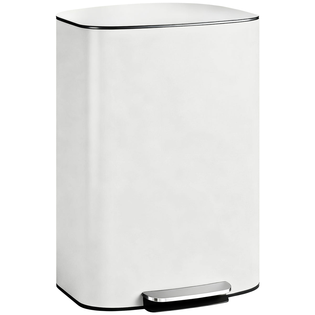 Mülleimer Küche 50 Liter Treteimer mit Bleib-Offen-Funktion, Soft-Close-Deckel, Pedal, Cremeweiß
