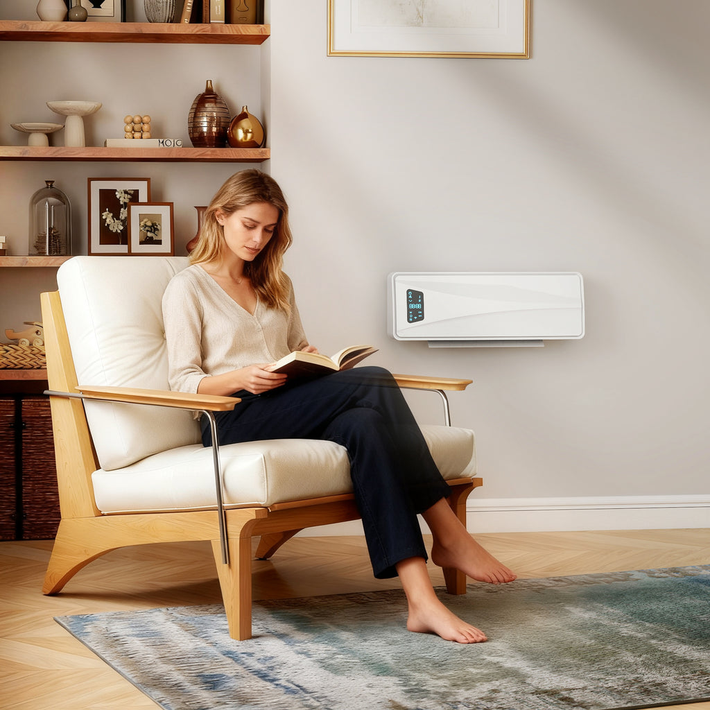 Wand Heizlüfter 2000W Keramik Wandheizgerät mit 3 Modi, LED-Display, Einstellbarer Thermostat, 24H-Timer Weiß