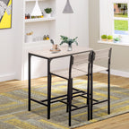 3-Piece Bar Table Set with 2 Stools, Industrial Breakfast Bar Set with Footrest, Backrest for Dining Room, Small Space