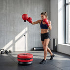 Boxsack mit Standfuß, 125-145 cm höhenverstellbares Box-Set, freistehender Speedball mit Handschuhen und Luftpumpe