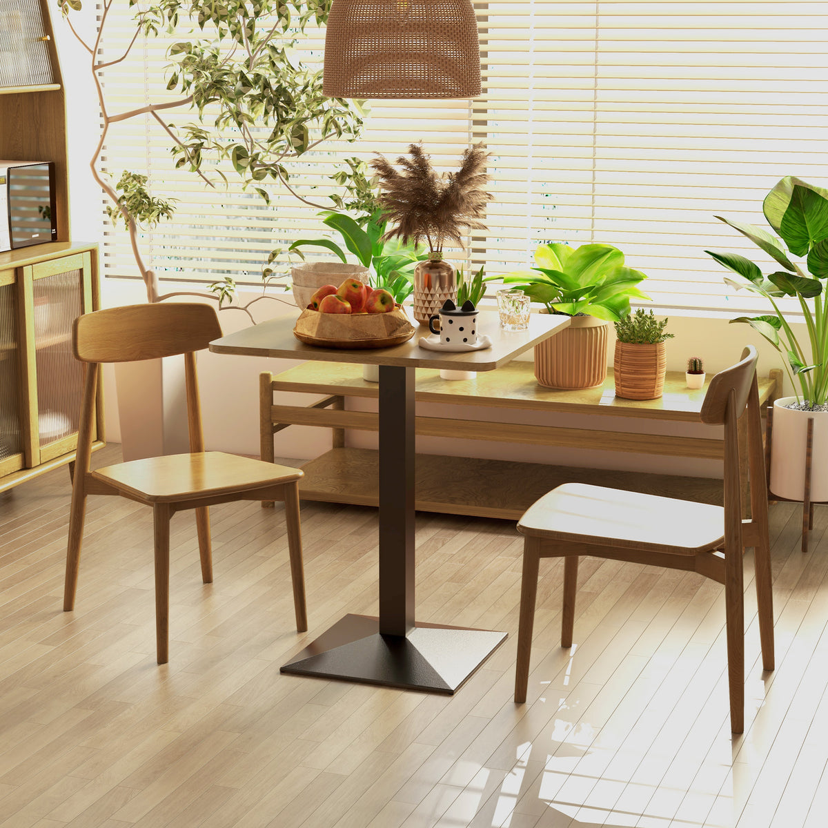 Esstisch Quadratischer Küchentisch für 2 Personen Esszimmertisch mit Holzoptik Stahlbasis 70 x 70 x 75 cm Dunkelbraun