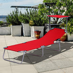 Folding Sun Lounger, Lounge Chairs Reclining Sleeping Bed with Adjustable Sun Shade Awning for Beach, Patio