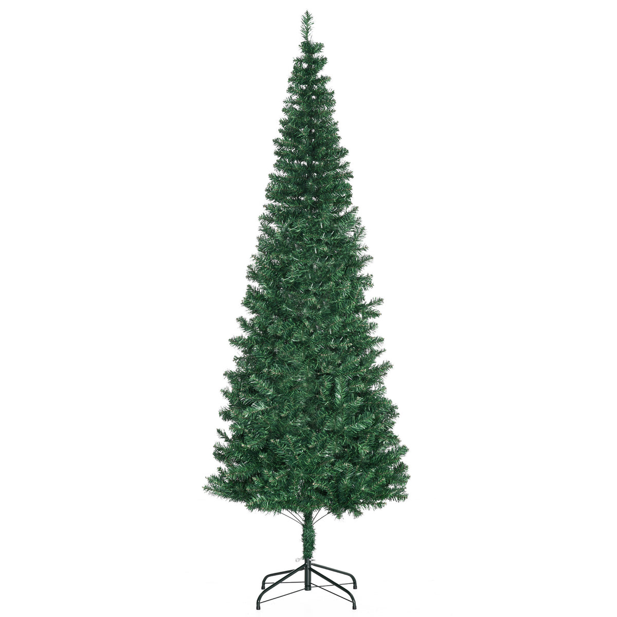 Weihnachtsbaum Kunsttanne künstlicher Christbaum, inkl. Standfuß, LED´s, 2,1 m, 1 Weihnachtsstern, Grün
