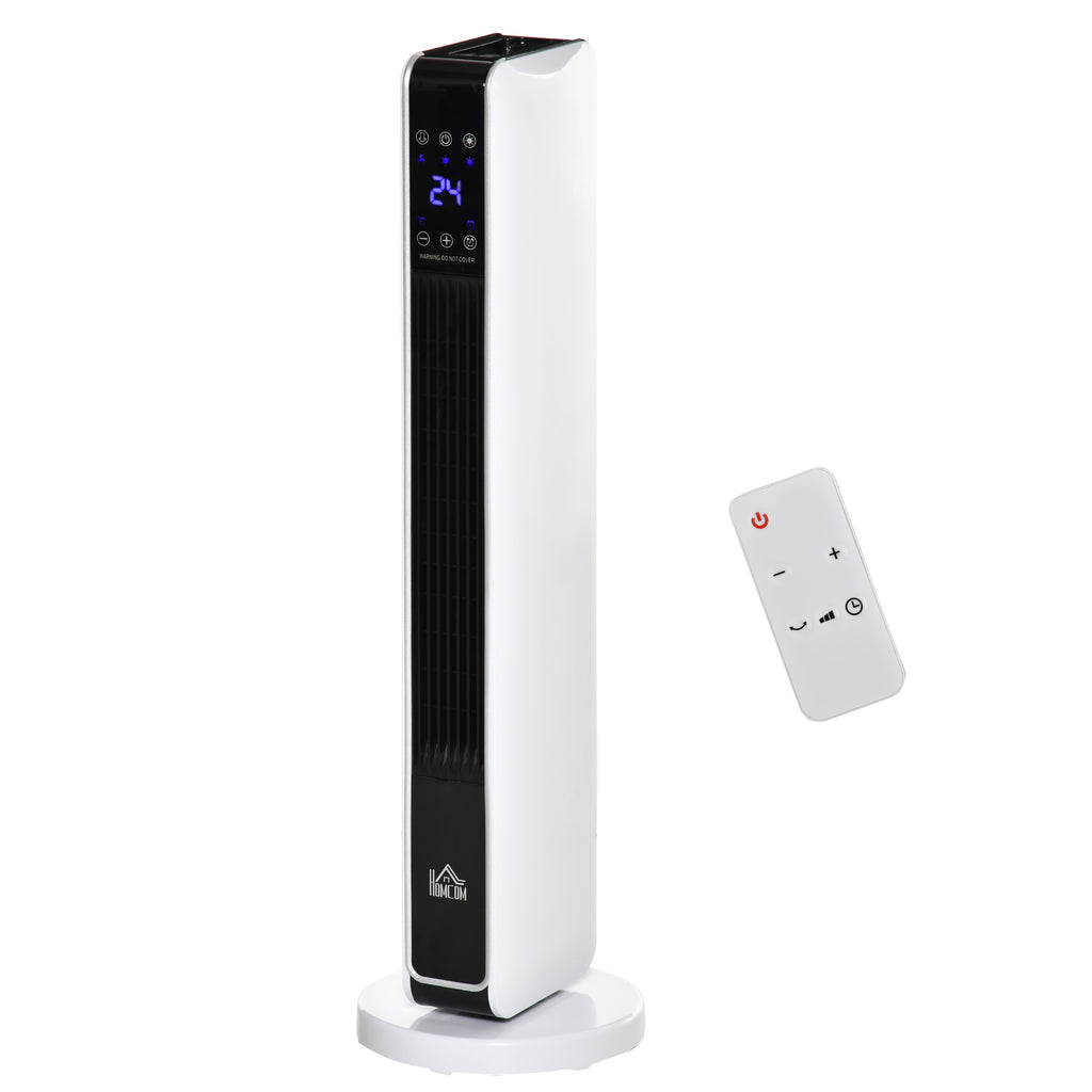 Heizgerät Heizlüfter 2200W Elektroheizer Keramik Heizturm mit Fernbedienung 8-Stunden-Timer Oszillation Heizer Heizung ABS PA Weiß+Schwarz 21 x 21 x 73 cm