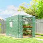 Pop Up Gewächshaus ca. 200x300x270 cm Faltbar Foliengewächshaus mit Satteldach Reißverschlusstüren und -fenstern