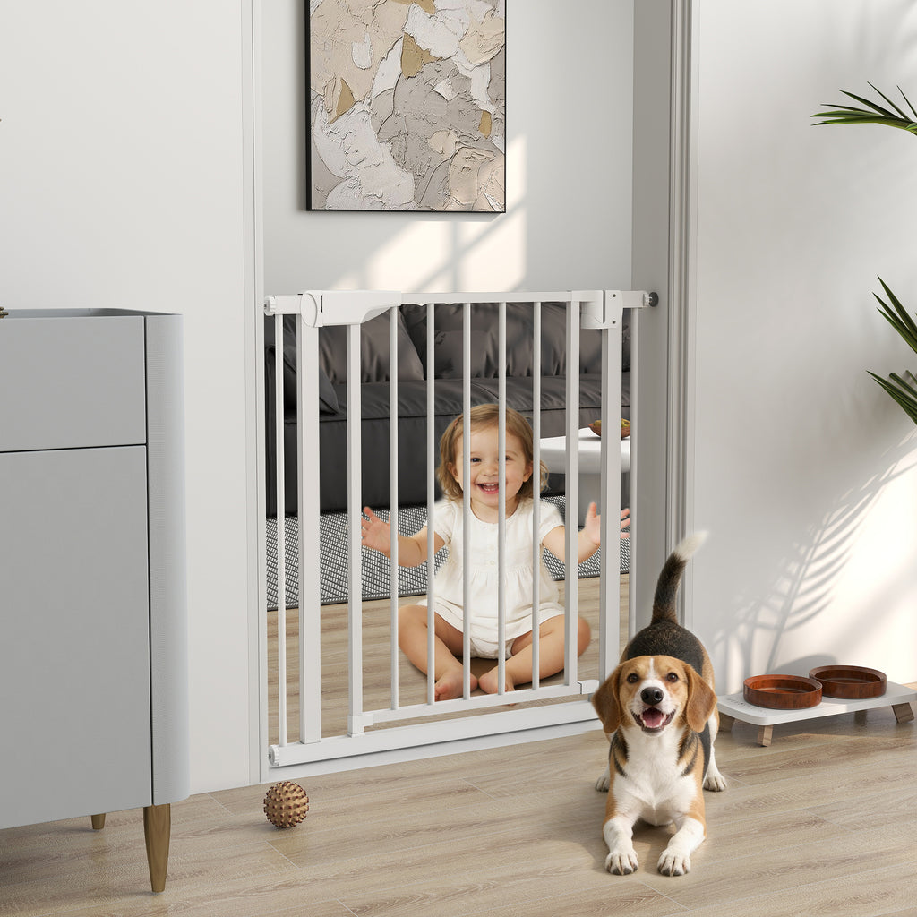 Baby Gate, Pet Safety Gate Pressure Fit, 76-81cm Wide with Two-Way Open, One-Hand Opening