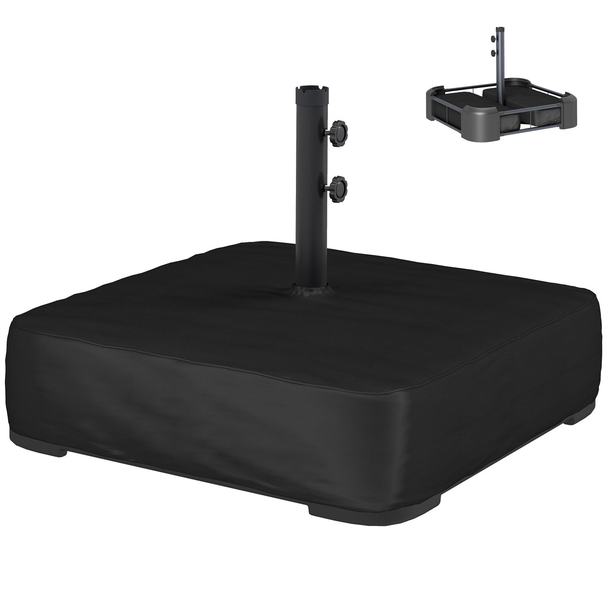 Garden Parasol Base 80 kg Sand Filled Heavy Duty Stand for Cantilever Umbrellas and 48 mm Poles Black