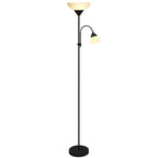 Uplighter, Mutter-und-Kind-Stehlampe, hohe Lampe mit 3 Farbtemperaturen und flexiblem Schwanenhals, Schwarz