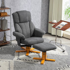 Verstellbarer Sessel mit Fußhocker mit hoher Lehne und Holzrahmen für Wohnzimmer, Schlafzimmer, Dunkelgrau