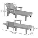 Sonnenliege Gartenliege mit Seitentisch Holzoptik Liegestuhl mit 5-Fach verstellbare R¨¹ckenlehne Hellgrau