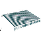 Markise, Sonnenschutz, einfahrbar, mit Handkurbel, Metallrahmen, Polyester, weiß+grün, 3,95 x 2,45 m