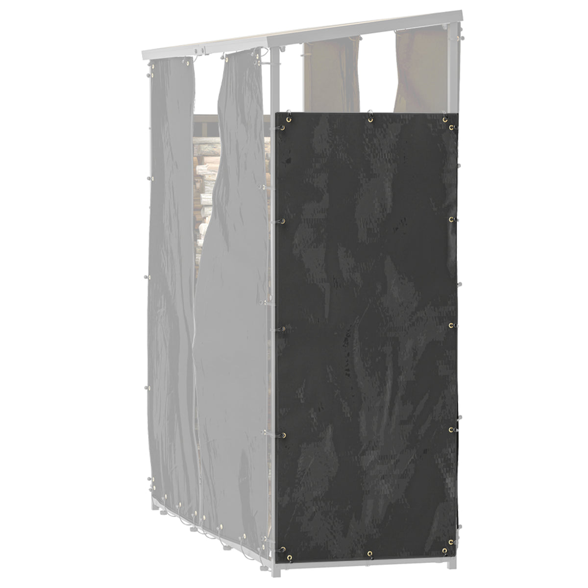 Abdeckung f¨¹r Brennholzregal, 2er-Set, wetterfest & staubdicht, 148 x 62 cm, Schwarz