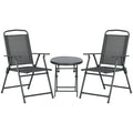 Three-Piece Garden Seat Set, with Glass-Top Table - Dark Grey