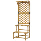 Wooden Plant Stand, with Trellis - Natural Finish