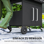 Gasgrill 15,2 KW Grillwagen inkl 5 Edelstahl-Brenner Rolle Seitenkocher 129,5 x 56 x 110 cm Schwarz