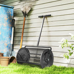 Kompoststreuer 75L 61x40cm D¨¹ngerstreuer Rasen Garten mit T-Griff Mesh-Korb Metall Schwarz