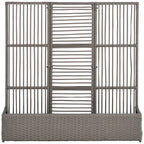 Blumenkasten mit Spalier, wetterfest, Polyrattan, 103 x 29 x 103 cm, Grau