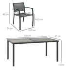 Five-Piece Casual Outdoor Dining Set, with Wood-Effect Table - Grey