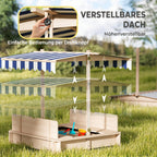 Sandkasten Kinder 106x106 cm Höhenverstellbar Abdeckung Blau