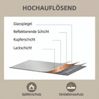 Wandspiegel, 60 x 80 cm, Dekorativer Hängespiegel, einfache Montage, inkl. Schrauben