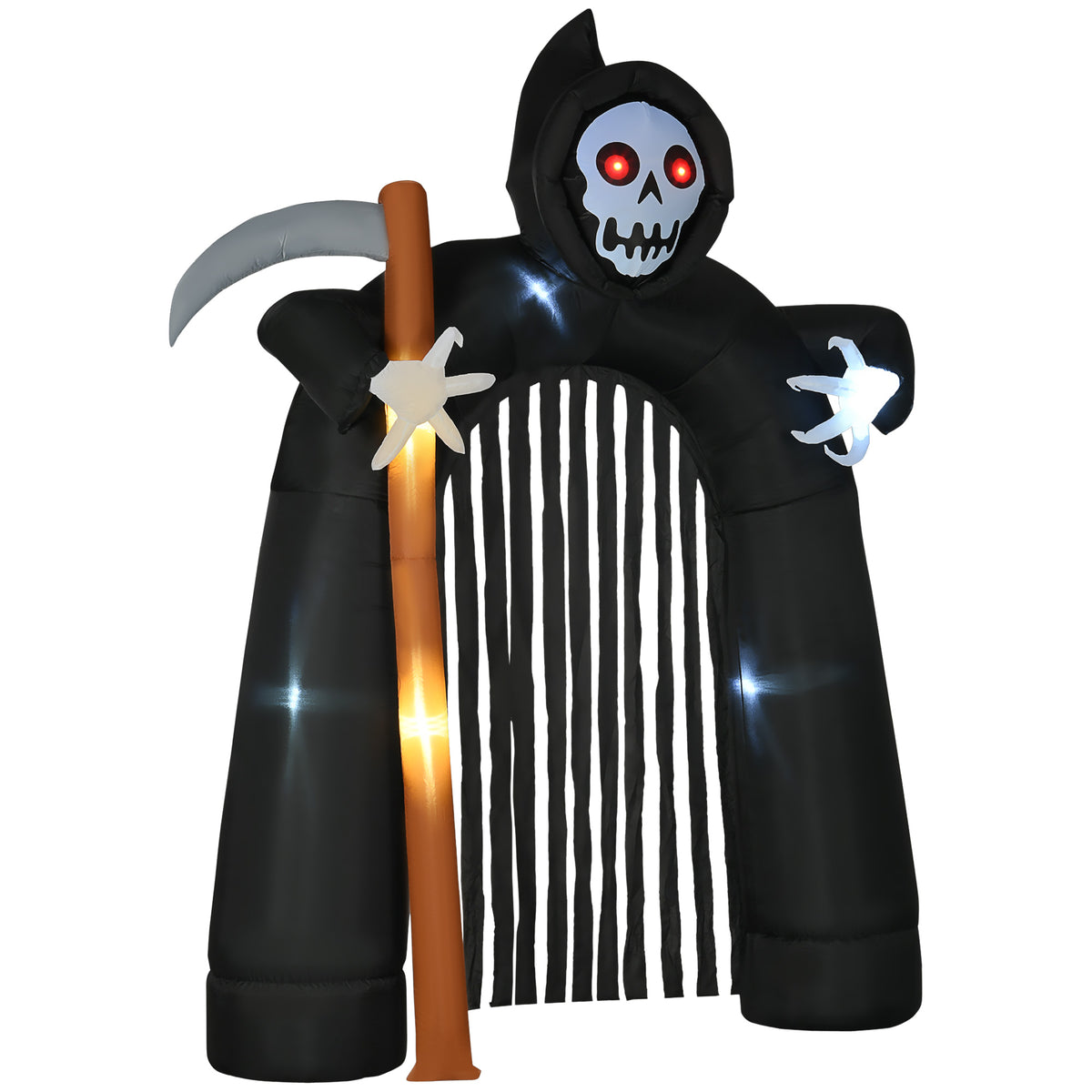 Große Halloween-Gartendekoration Sensenmann-Torbogen selbstaufblasbar LED-Beleuchtung 2,85 m