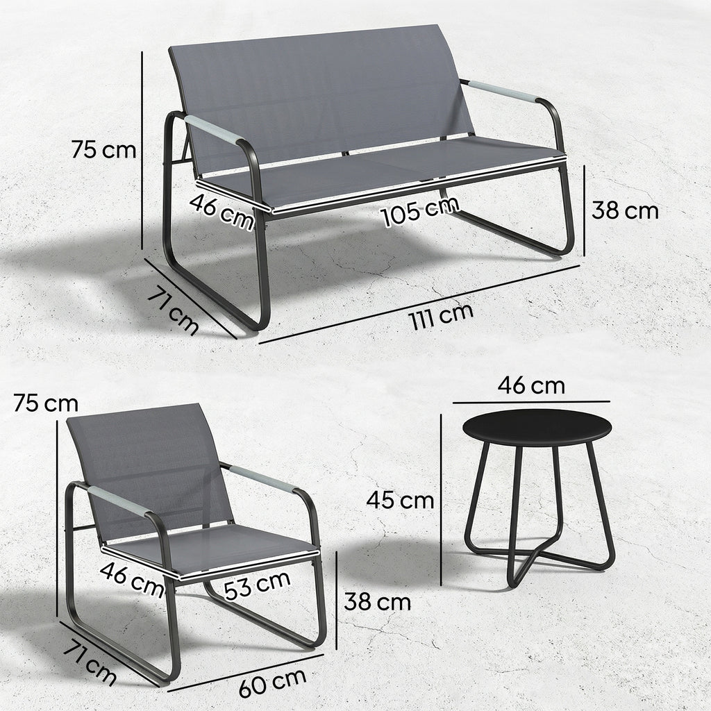 Gartenmöbel Set Sitzgruppe für 4 Personen Atmungsaktiv Gartenlounge mit 2er Sofa 2 Sessel Seilflecht Rund Tisch Fußpads