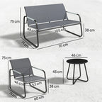 Gartenmöbel Set Sitzgruppe für 4 Personen Atmungsaktiv Gartenlounge mit 2er Sofa 2 Sessel Seilflecht Rund Tisch Fußpads