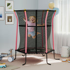 Kids Trampoline Mini Bouncer with Enclosure Safety Net For Ages 3-10 Years - Pink