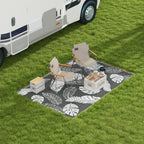 Plastic Straw Reversible RV Outdoor Rug with Carry Bag, 182 x 274cm, Grey and White