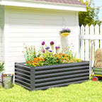 Hochbeet Metall 180 x 90 x 57,5 cm Tief Gartenbeet mit Offenem Boden St¨¹tzstange Dunkelgrau