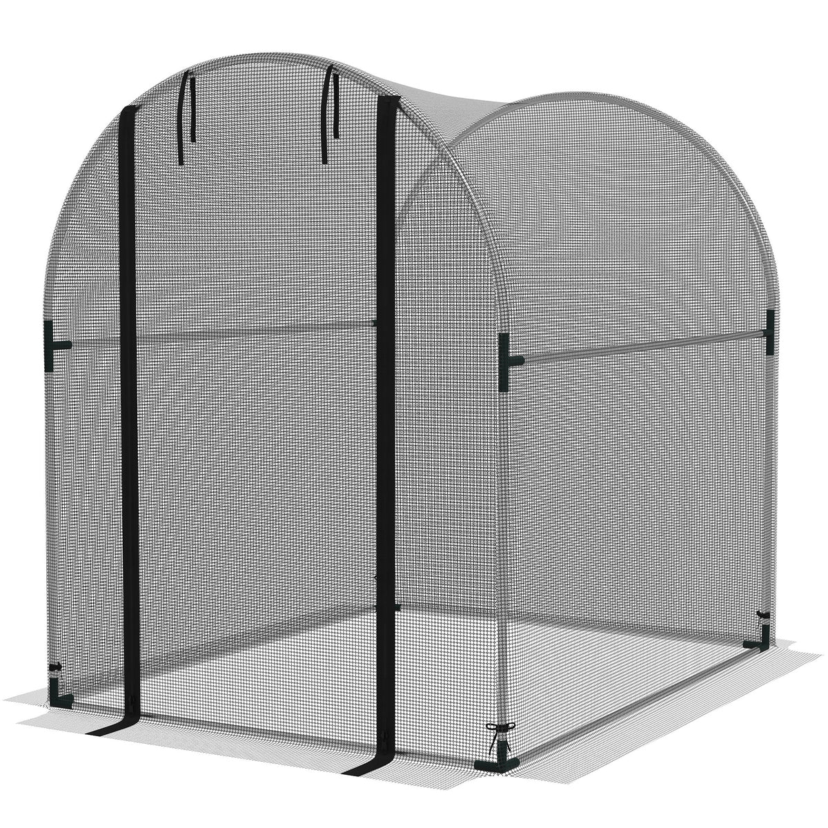 Pflanzenschutznetz, Vogelschutz, mit Tür und stabilem Stahlrahmen, 1,2x1,5x1,5m, Schwarz/Silber