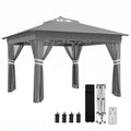 Gartenzelt mit solarbetriebenen LED´s Gartenzelt mit Beleuchtung, 336 cm x 336 cmx 270 cm, Grau