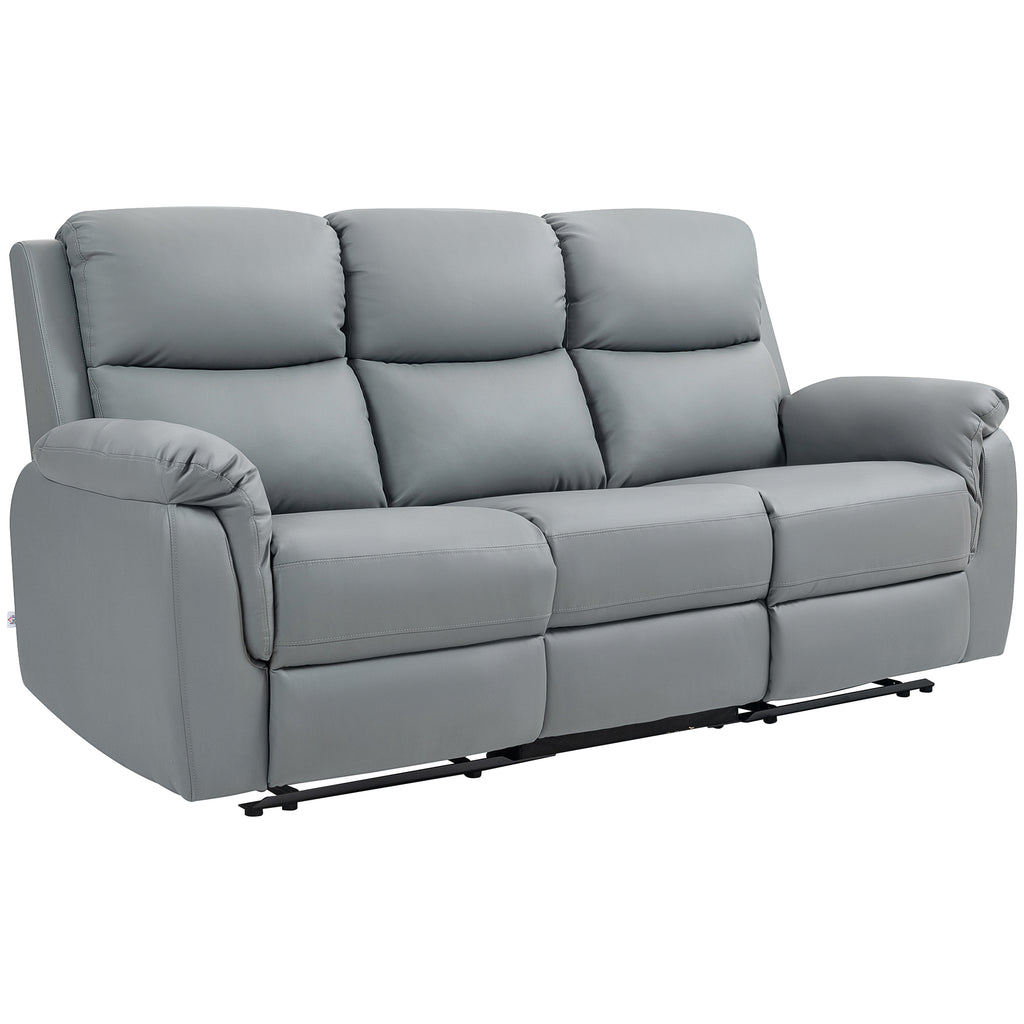 3-Sitzer-Sofa, linker und rechter Sitz zur¨¹cklehnbar, anpassbare Fu?st¨¹tze, Kunstlederbezug, f¨¹r Wohnzimmer, Dunkelgrau