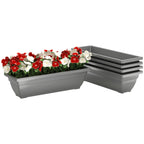 5er-Set Blument?pfe, Pflanzengef??e aus Kunststoff f¨¹r Terrasse, Garten, Balkon, 59 x 21 x 16 cm, Grau