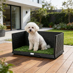 Dog Toilet Tray, Indoor Outdoor Dog Potty with High Walls, Grass Turf, Slide-Out Tray, Urine Collection Base