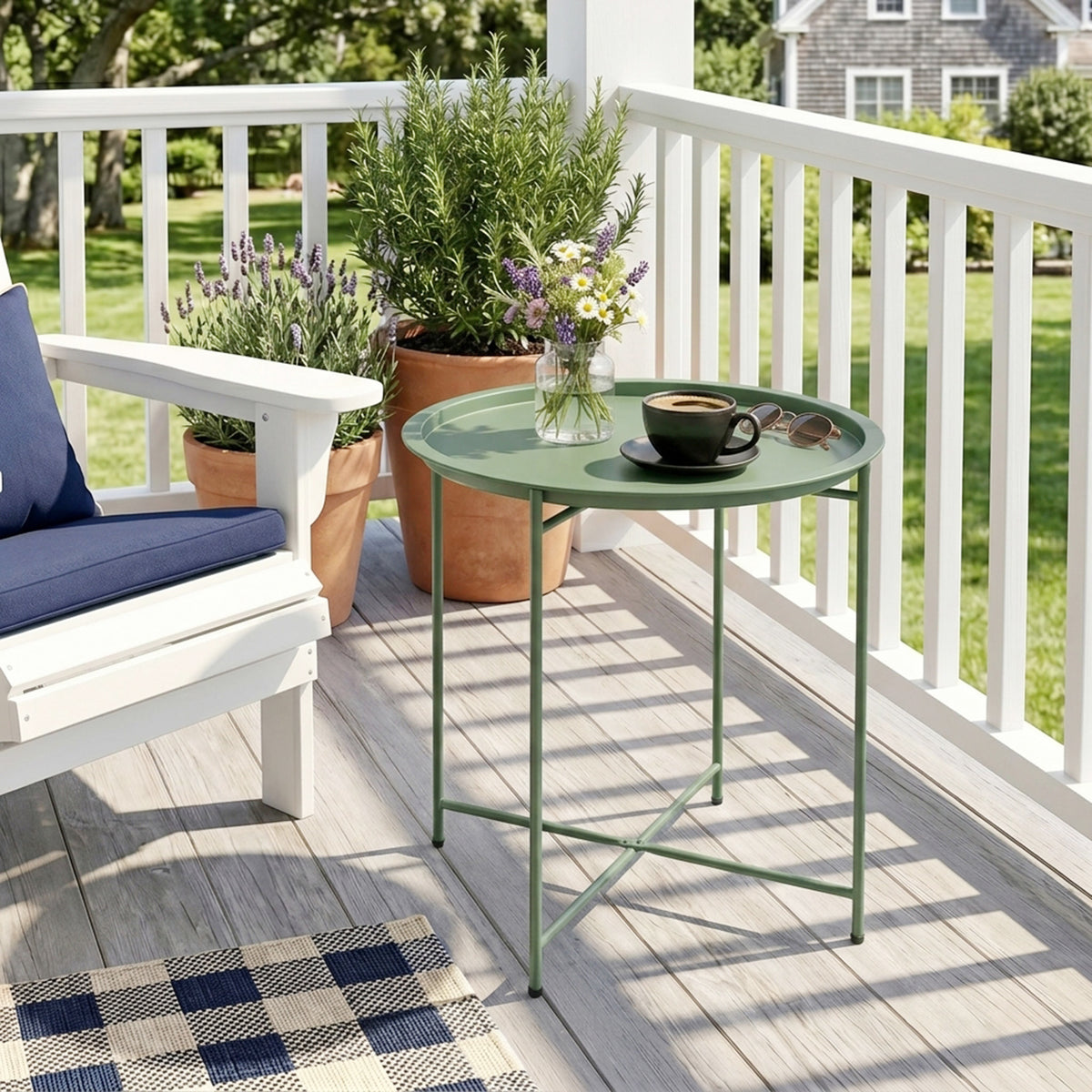 Steel Removable Tray Top Garden Table - Green
