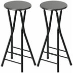 Barhocker 2er Set, Klappbar Barstuhl mit Stahlgestell, Küchenstühle mit doppelter Fußstütze 34 x 30 x 70 cm Schwarz