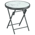 Klappbarer Beistelltisch, Outdoor-Klapptisch, mit Tischplatte aus gehärtetem Glas, für Terrasse, 45 x 45 x 50 cm, Weiß