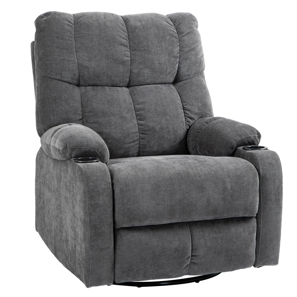 Relaxsessel mit Fu?st¨¹tze, Liegesessel, drehbar, bis 150 kg, Stahlrahmen, 88x96x108cm, Dunkelgrau