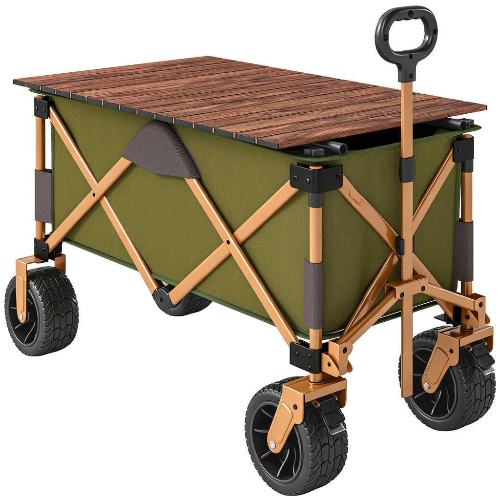 Bollerwagen, klappbar, mit Klapptisch, Stahlrahmen, h?henverstellbarer Griff, Gr¨¹n, 108 x 55 x 93 cm