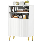 Badezimmerschrank, Kommode f¨¹r Wohnr?ume, Soft-Close-T¨¹ren, 2 offene Regale, MDF, Wei?