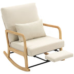 Schaukelstuhl Schaukelsessel mit Fußstütze verstellbar Rückenlehne Lendenkissen für Wohnzimmer, Schlafzimmer, Creme