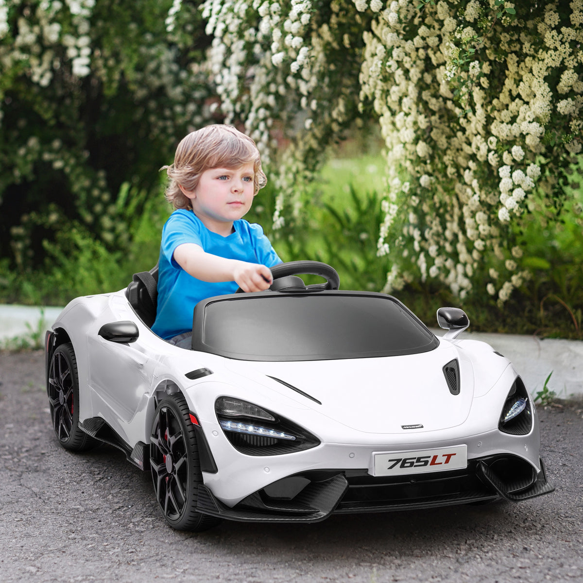 Kinder-Elektroauto mit Fl¨¹gelt¨¹ren, fernsteuerbar, mit sanftem Antrieb und LED-Lichtern, Wei?