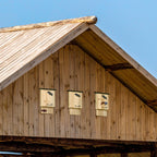 3er-Set Fledermaushaus, wetterbeständig, bis zu 3 Fledermäuse pro Haus, behandeltes Tannenholz, Natur + Schwarz