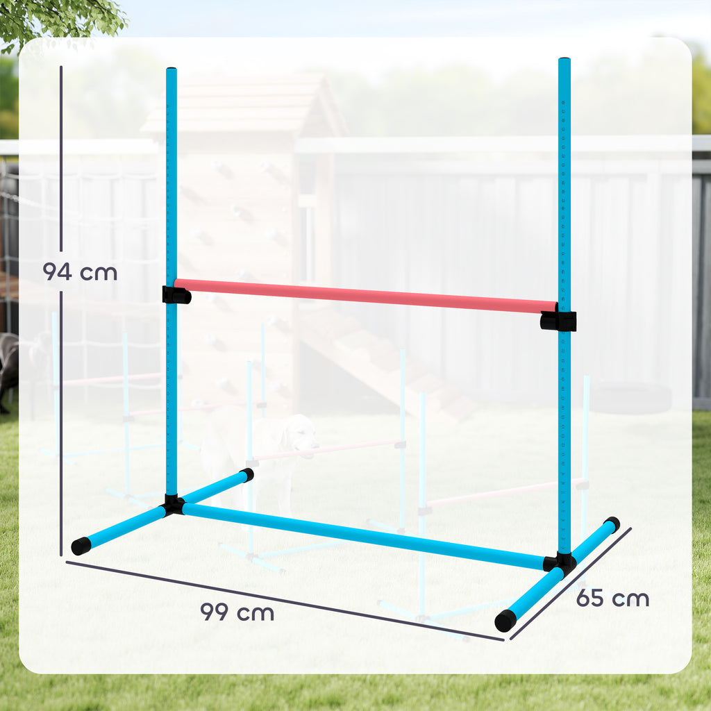 Agility Set Hunde 4-teiliges höhenverstellbar Agility-Ausrüstung mit 4 Hürden Tragetasche 99 x 65 x 94 cm Hellblau