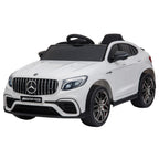 Kinder Elektroauto 12V Kinderauto mit 2,4 G Fernbedienung, 2 Motor, Kinderfahrzeug mit Hupe, Musik, Sicherheitsgurt, Elektrofahrzeug für 37-60 Monate Kinder, Weiß
