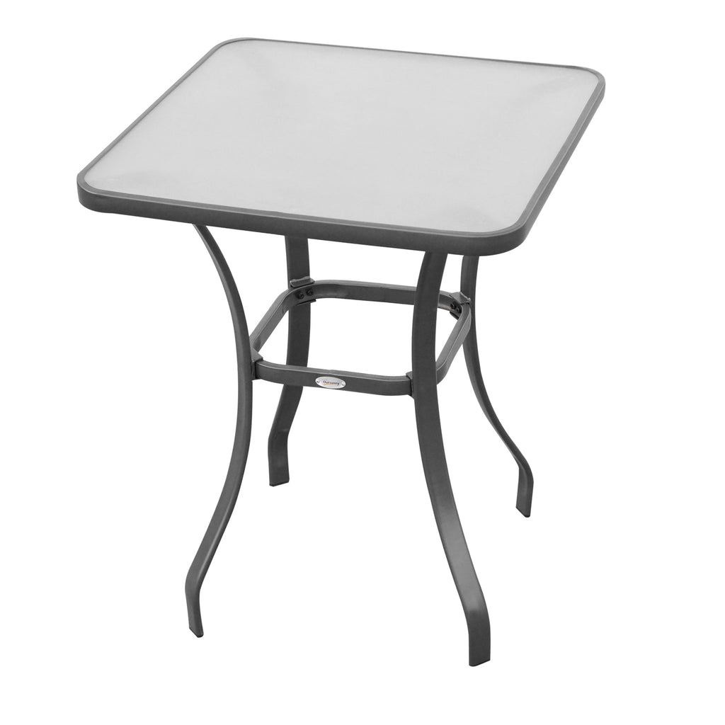  Gartentisch Bistrotisch Glastisch Hartglas+Metall Schwarz L68,5xB68,5xH84cm
