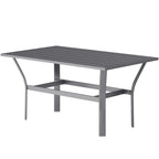 Metal Garden Coffee Table, Rectangular Outdoor Side Table with Slatted Tabletop, Foot Pads for Outside, Garden, Balcony, Porch, 91.5 x 55 x 45cm, Dark Grey